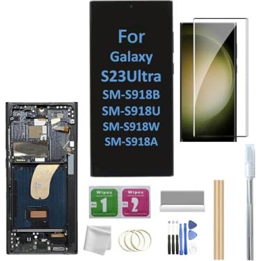 Imagem de Tela LCD Galaxy S23 Ultra com moldura de substituição para Samsung Galaxy S23 Ultra SM-S918U S918A S918W Digitalizador sensível ao toque com moldura + ferramenta (impressão digital não suportada)