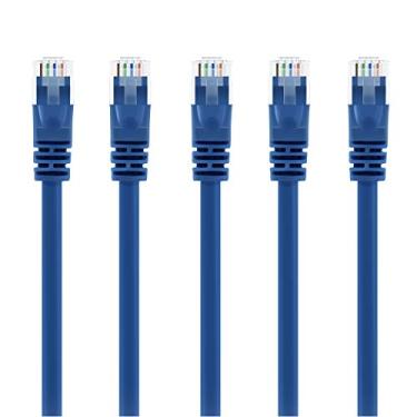 Imagem de GearIT Pacote com 5 cabos Ethernet Cat5e 7 metros – Cabo de rede LAN para computador RJ45 Snagless, azul – Compatível com interruptor de 5 portas POE 5 portas Gigabit
