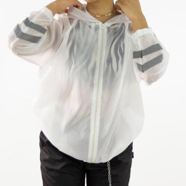 Imagem de Corta Vento Semitransparente com Faixas Refletivas - lush!, Branco, M