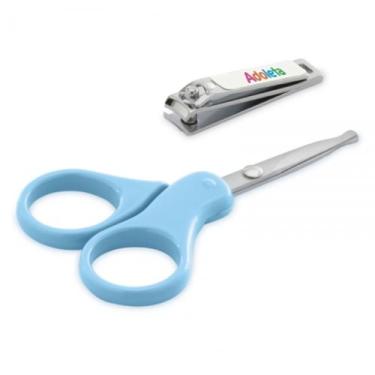 Imagem de Kit Tesoura e Cortador de Unha Infantil, Azul - Adoleta - Cajovil