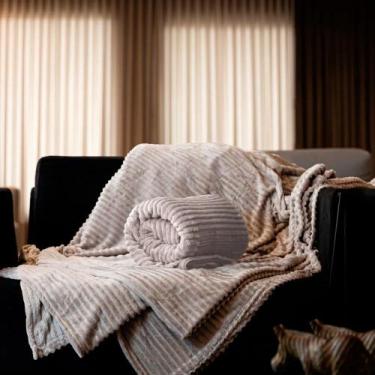 Imagem de Manta microfibra soft canelada casal Uzoo - Bene Casa, Cinza