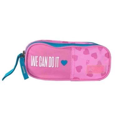 Imagem de Estojo Escolar Duplo Feminino Clio MF3080 We Can Do It, Rosa