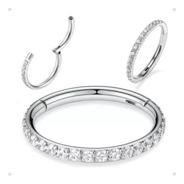 Imagem de Piercing Titâneo fecho  click  com pedrinhas  em  zirconia - Faithmix 