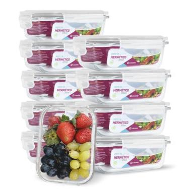 Imagem de KIT 10 Potes de Vidro Retangular com Tampa Hermética 370ml - U4home, B