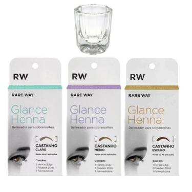 Imagem de Kit Sobrancelha 3 Henna Glance Profissional E Dappen Vidro Para Mistur