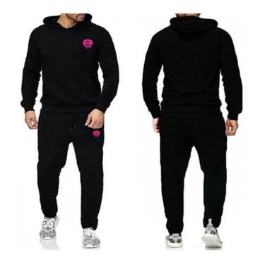 Imagem de Conjunto de Moletom Relaxado Blusa E Calça Masculina Flanelado, GG, Ab