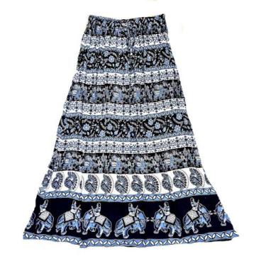 Imagem de Saia Indiana Maia Cigana Rodada Longa Vários Modelos - Bali, Azul, P