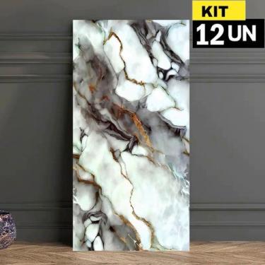 Imagem de Kit 12 Placas Painel Adesivo Vinílico 3D Revestimento Porcelanato Márm