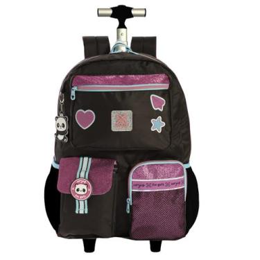 Imagem de Mochila Rodinha Com Glitter Bolsa Escolar Com Chaveiro Duplo - Xeryus,