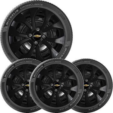 Imagem de 4X Calota Gm Onix Prisma Aro 14 Preto Com Emblema 374Cb