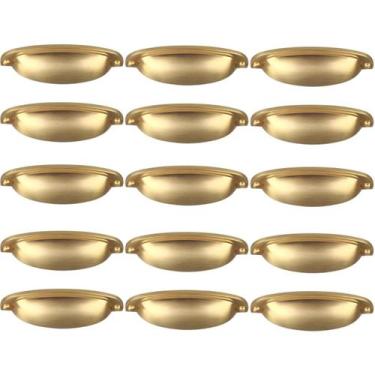 Imagem de Kit 15 Puxador Concha Paris Dourado Escovado Para Gaveta - RENNA