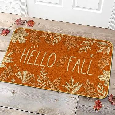 Imagem de KORVITA Tapete de porta de boas-vindas outono Hello Autumn Tapete de Ação de Graças Tapete de entrada interno e externo banheiro antiderrapante decorações de festa 45 x 73 centímetros