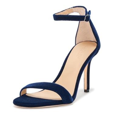 Imagem de Lauren Ralph Lauren Sandália feminina de veludo Allie, Lux azul-marinho, 38