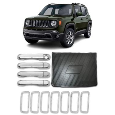 Imagem de Aplique Cromado Maçaneta 4 Portas Moldura para Grade Dianteira Protetor de Porta-Malas Adaptavel para Compass 2019 2020 2021