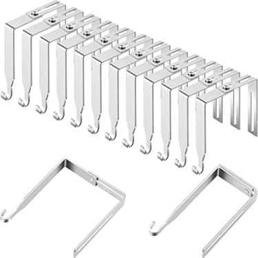 Imagem de Cabides ajustáveis para cubículos universal conjunto de ganchos de metal para espelho de porta, ajustável para painéis com espessura de 3,5 a 8,5 cm para quadro branco de escritório (prata, 12 peças)