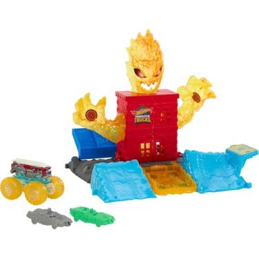 Imagem de Hot Wheels Monster Trucks, Pista de Brinquedo Arena Energia de Demolição Apaga Incêndio para crianças a partir de 4 anos