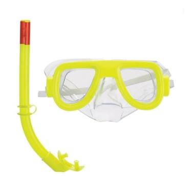 Imagem de Óculos Mergulho Snorkel Premium Infantil Silicone Natação (Amarelo)