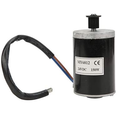 Imagem de Motor de pincel de 24V 150W DC com polia de cinto de metal para gerador de bricolage e projetos de veículos elétricos, proporcionando baixo ruído e alto torque