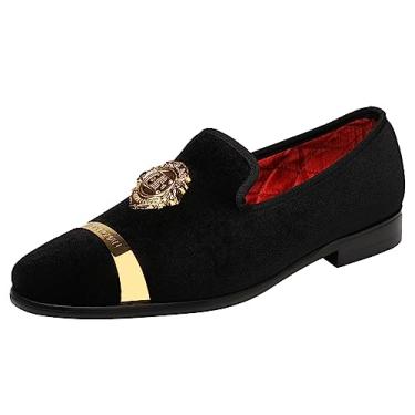 Imagem de ELANROMAN sapato masculino de veludo mocassim vestido moda casamento festa de formatura, Preto, 12