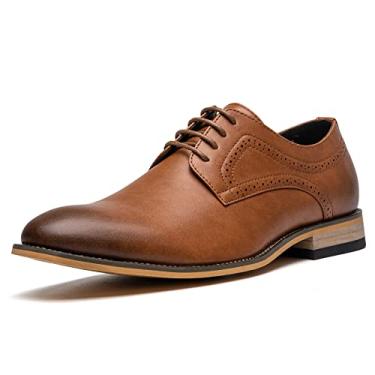 Imagem de Sapatos sociais masculinos clássicos Oxfords para homens, formal, negócios, cadarço, Derby, sapatos masculinos modernos Itália, Marrom-20712, 46