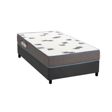 Imagem de Cama Box Solteiro: Colchão Espuma D33 Ortobom Light Saúde + Base Crc Suede Gray (78x188)