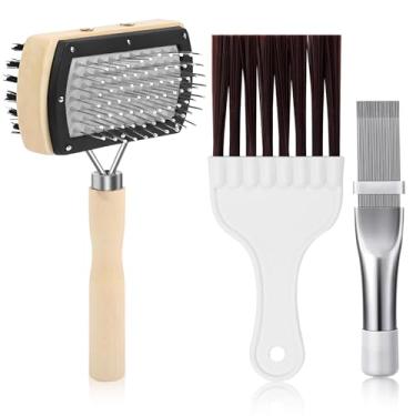 Imagem de 3 peças de escova condensadora de ar condicionado, escova de limpeza de bobina de geladeira, suprimentos, limpador de bobina de aço inoxidável, limpador de bobina de evaporador, mini kit de limpeza