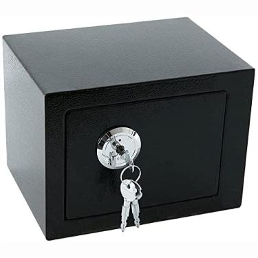 Imagem de Pequeno cofre com chave/cofre de alta segurança/cofre de bloqueio de aço/Home Office Idosos Dinheiro Mini Caixa de Armazenamento com 3 Chaves (PRETO-17)