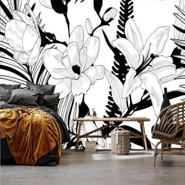 Imagem de Lcythiazole Papel de parede floral de tamanho personalizável - Papel de parede para quarto de meninas papel de parede Boho floral removível para quarto de meninas quarto banheiro