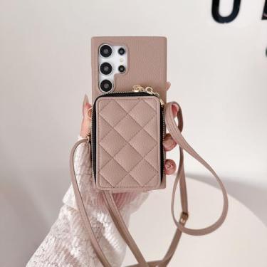 Imagem de Capa com zíper Crossbody para Samsung Galaxy S24 S22 Ultra Plus S23 FE A05S A05 A15 A25 A35 A55 A24 A34 A54 com cartão, camelo, para Galaxy S23 FE