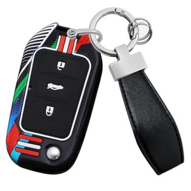 Imagem de HIBEYO Capa dobrável de 3 botões compatível com Roewe MG5 MG7 MG GT GS 350 360 750 W5 acessórios modernos de metal pintado com chaveiros de couro-B chaveiro preto