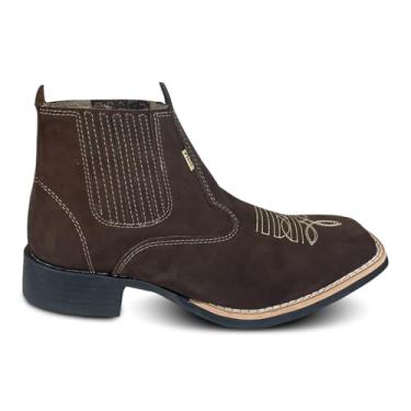 Imagem de Botina Country Masculina Couro Trabalho Cano Baixo Curto Confort F1000 (Marrom Escuro, BR, Adulto, Numérico, 40)