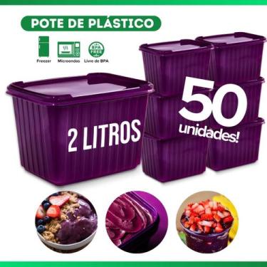 Imagem de Pote Sorvete 2 Litros Transparente 48 Un c/ Tampa  - Clicando e Compra