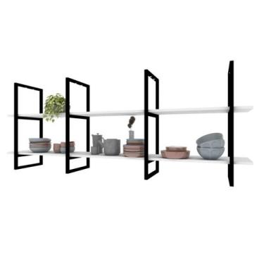 Imagem de Prateleira Suspensa Teto Cozinha prateleira branca nicho industrial ni