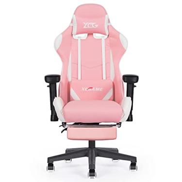 Imagem de Cadeira de jogos estilo corrida cadeira de escritório ergonômica com encosto alto, cadeira reclinável ergonômica com apoio para os pés, braços dobráveis, encosto de cabeça, couro PU, executivo,
