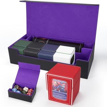 Imagem de AFIING MTG Deck Box 6 em 1 com MTG Playma, caixa de armazenamento de cartão premium com 5 peças MTG Deck Box comporta mais de 2400 cartas colecionáveis, grande caixa de baralho TCG para cartas