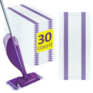 Imagem de ZQZiQi 30 refis descartáveis de almofada de jato úmido para Swiffer Wetjet, refil de almofadas molhadas em spray, refis de esfregão resistente, limpeza de piso multisuperfície multiuso