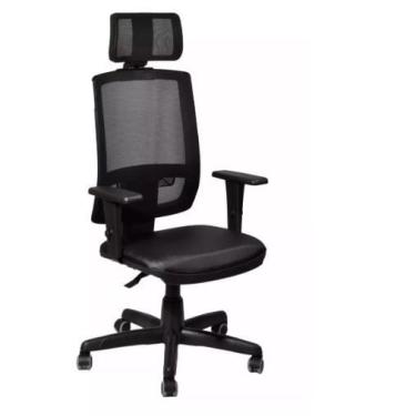 Imagem de Cadeira presidente brizza tela relax com encosto de cabeça preta