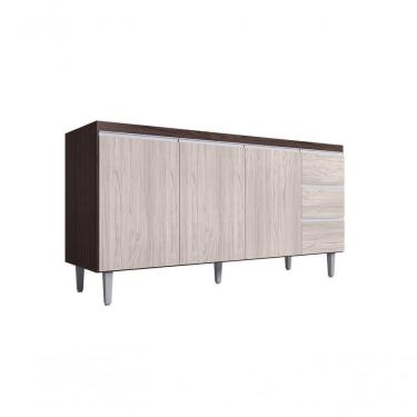 Imagem de Balcão Gabinete Para Pia Andreia Sem Tampo 150cm 3 Portas 3 Gavetas Marrom