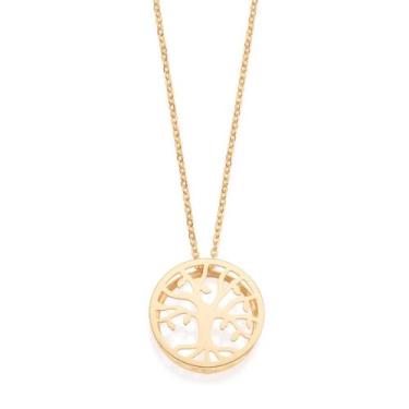 Imagem de Cordão Feminino Rpmmanel Árvore Da Vida Com Pingente Banhada Ouro 18k 