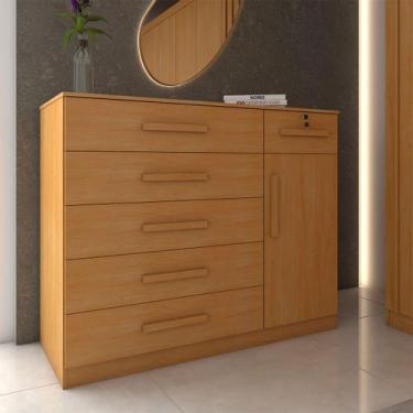Imagem de Cômoda Fleur 1 Porta 6 Gavetas Cinamomo - Panorama Móveis, Marrom, Mod