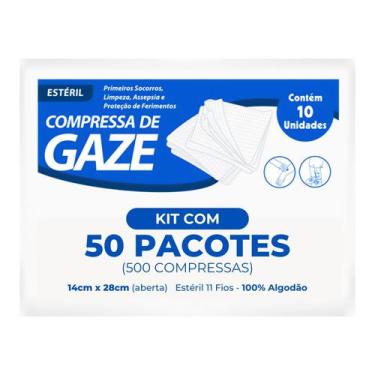 Imagem de Compressa Gaze Estéril Sanfarma 11 Fios 50 Envelopes 500 Un