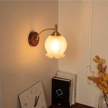 Imagem de Luminária de parede japonesa Wabi-sabi com base, três cores, regulável, madeira maciça, vintage, para corredor, escada, penteadeira, banheiro (30 x 22 cm)