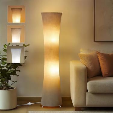 Imagem de GyroVu Luminárias De Piso Modernas De 46" Para Sala De Estar, Luminária De Chão De Coluna Led Com 3 Temperaturas De Cor Ajustáveis E Abajur De Tecido Cinza Para Canto, Quarto, Escritório E Quarto I