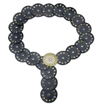 Imagem de Cinto Feminino 2025 Blogueira Country Festa Boho Bola Fivela Ouro Velh