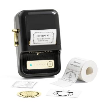 Imagem de NIIMBOT Máquina de fazer etiquetas B21 com fita adesiva portátil de 5 cm, etiquetadora térmica para jarra, preço de frasco, etiqueta de endereço para organização de escritório e casa, preta