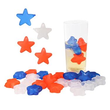 Imagem de SHENGQIPC Cubos de gelo reutilizáveis, pacote com 60 cubos de gelo de plástico em forma de estrela, recongeláveis, sem BPA (estrela)