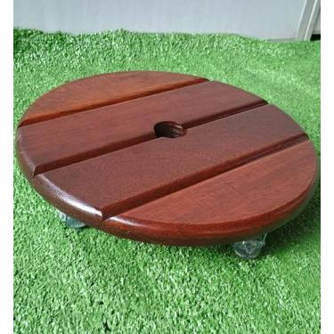 Imagem de Suporte de madeira redondo para vasos de plantas - botijão - galão de 