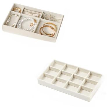 Imagem de Porta Jóias de Veludo para Closet Gavetas Bandeja Organizador de Bijuterias Anel Brinco Relógio Pulseira e Colares (KIT BANDEJA 2 E 4 (2 UNIDADES))