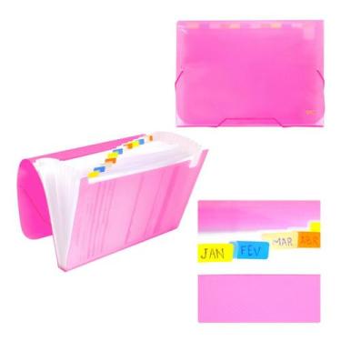Imagem de Pasta Sanfonada A4 Com 12 Divisões Rosa Line Dac