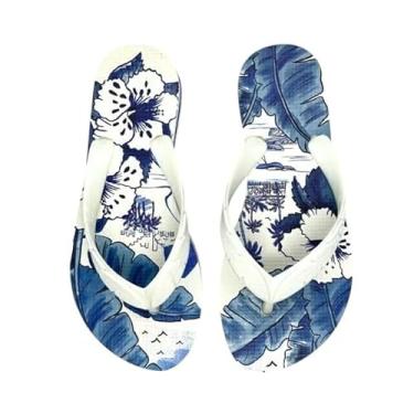 Imagem de Chinelo Farm Plataforma, Estampa Floral Azul e Branco, Tiras Delicadeza (Azul, BR, Adulto, Numérico, P, 38)